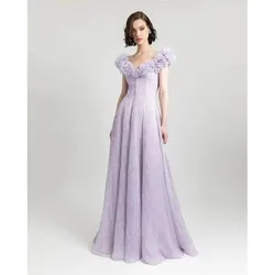 Sexy Casual Jersey Flower Button Ruched Formal Evening 2024 New Elegant A-line V-neck Prom Dress