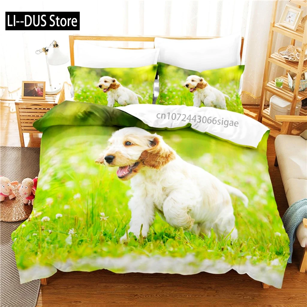جميلة الكلب طقم سرير حاف مجموعة غطاء الفراش 3D الطباعة الرقمية الملكة حجم طقم سرير تصميم الأزياء #4