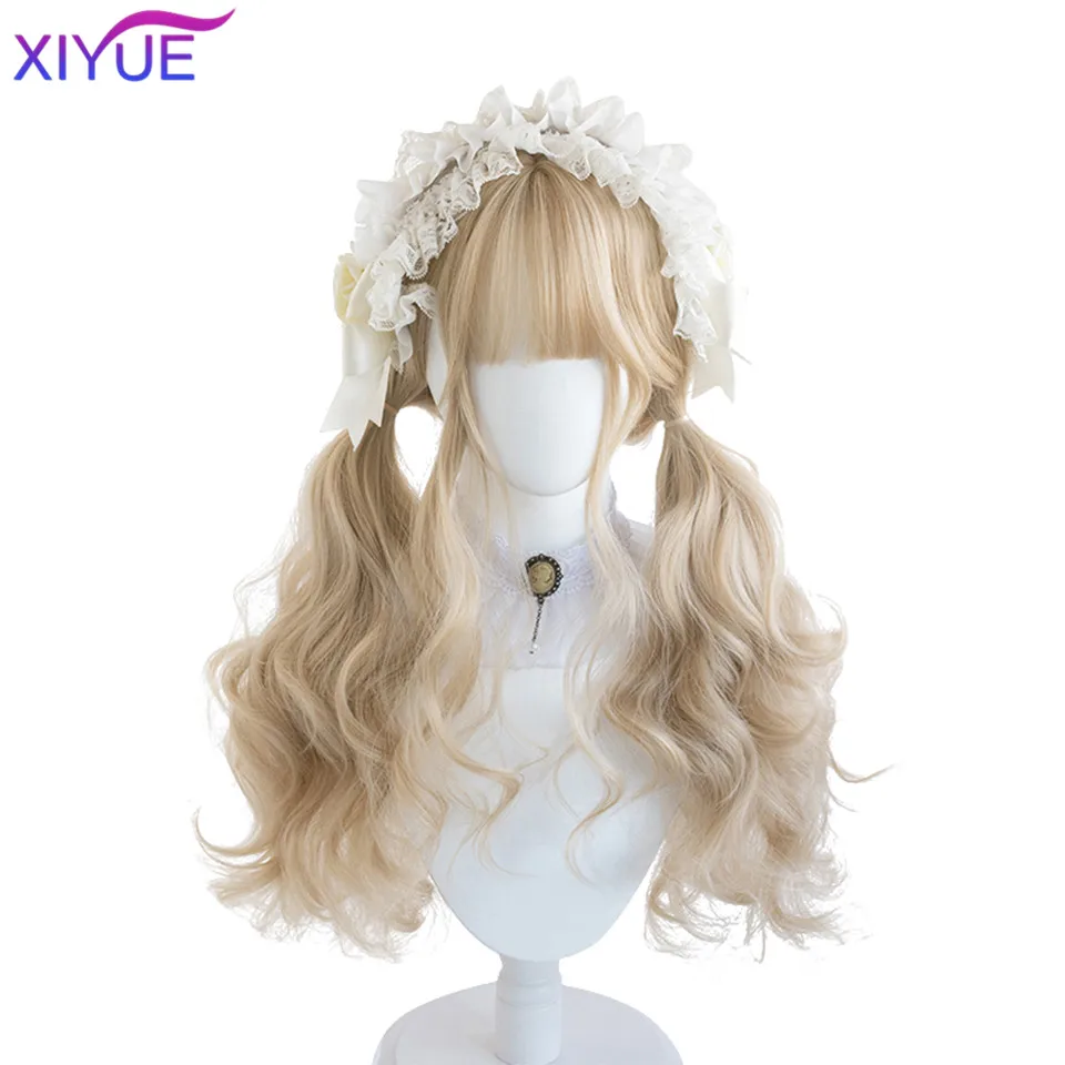 Cosplay Wig Long Natural Wavy Platinum Blonde Wigs with Bangs Cosplay Party Lolita Synthetic Wigs for Women Heat Resistant Fiber