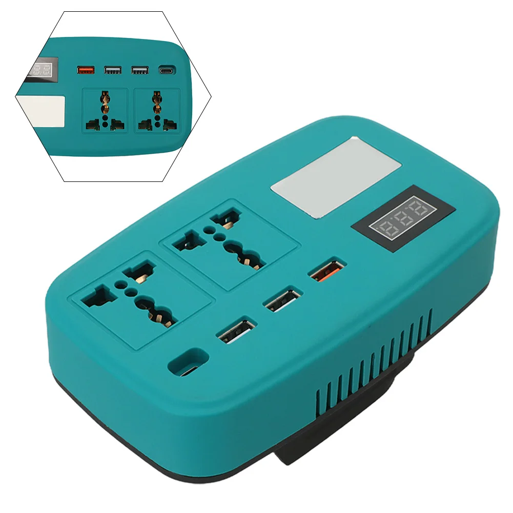 

1 шт., 120 Вт, умный инвертор литиевой батареи, 18-21 В постоянного тока в AC220 В, адаптер инвертора мощности для уличных задач, мелкая бытовая техника