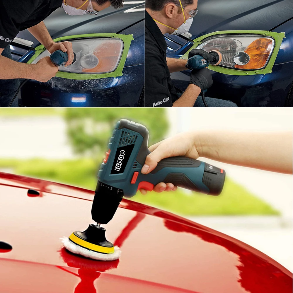 Auto Detaillering Polijstspons Voor Auto Koplamp Restauratie Kit Met Buffing Pad Schuurschijf Waxen Spons M10 Boor Adapter