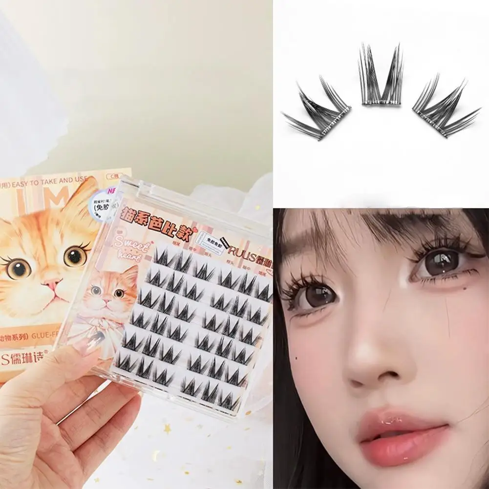 

Hot Glue-free Ultra-thin False Eyelashes Natural Noglue Eyelashes Segmented Curl Eyelash Clusters Eyelash Glue Manga Lashes
