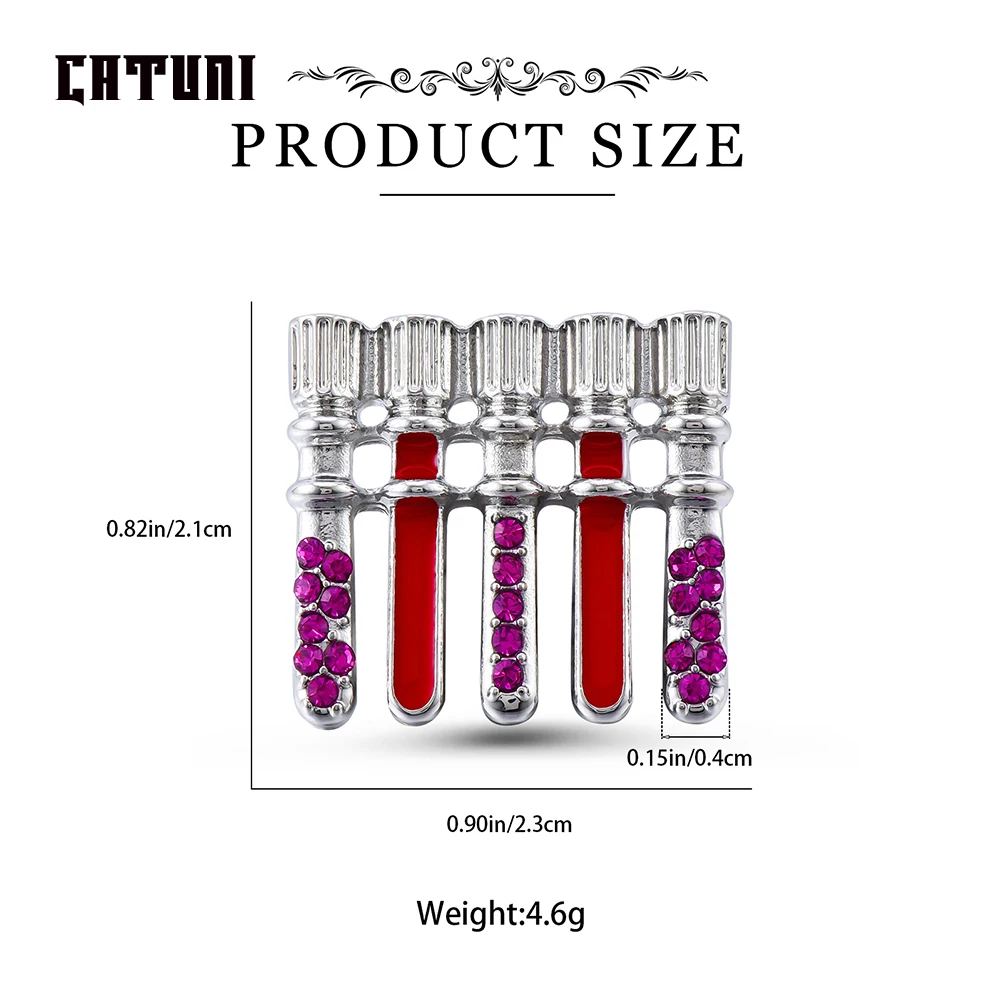 Catuni Medical Test Tube Brooch Pin with Pink Crystal Lanyard Lapel Badge Jewelry Gift for Doctor Nurse Laboratory Hospital