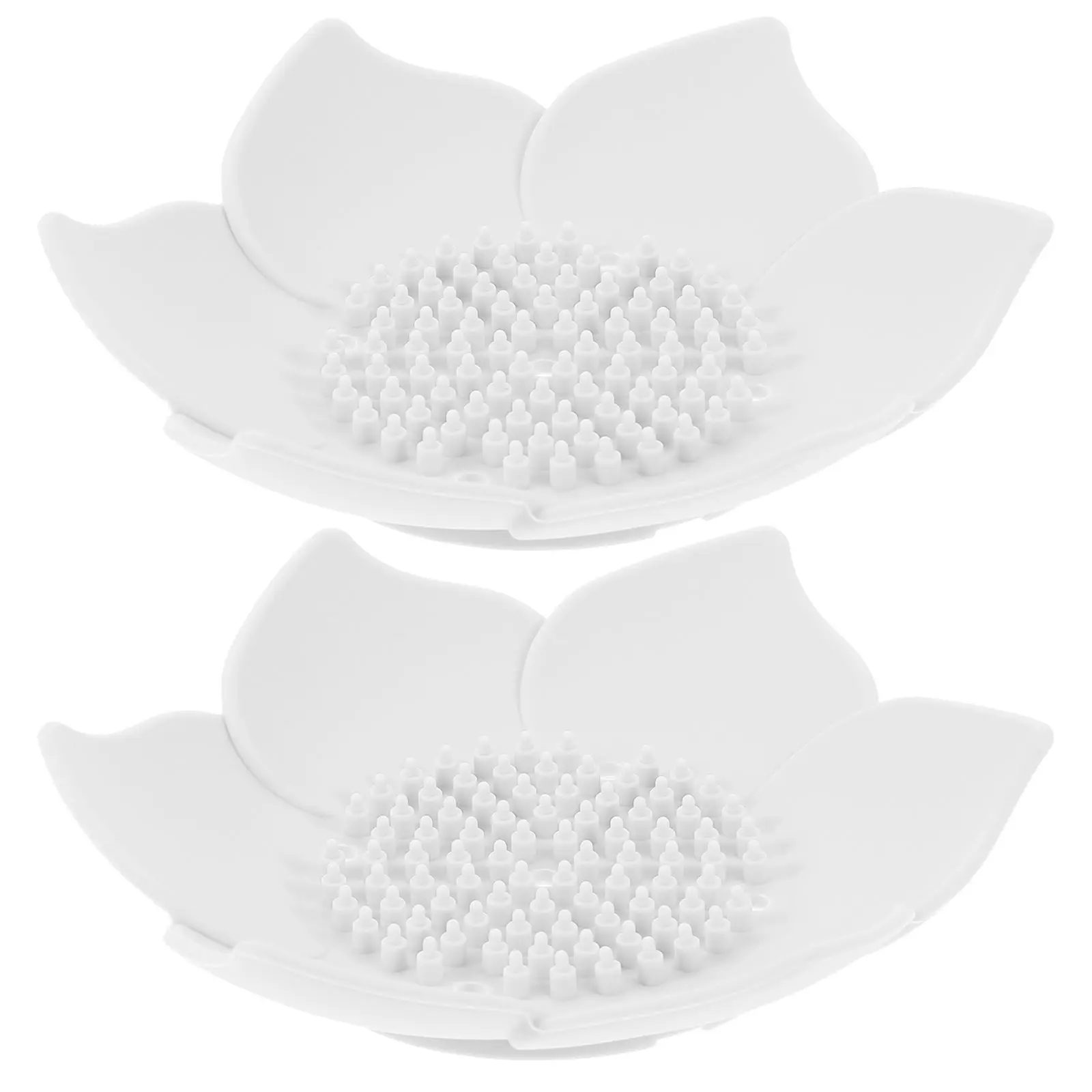 

2 Pcs Soap Holder Silicone Dish Flower Shaped Drain White Multi-function Tray
