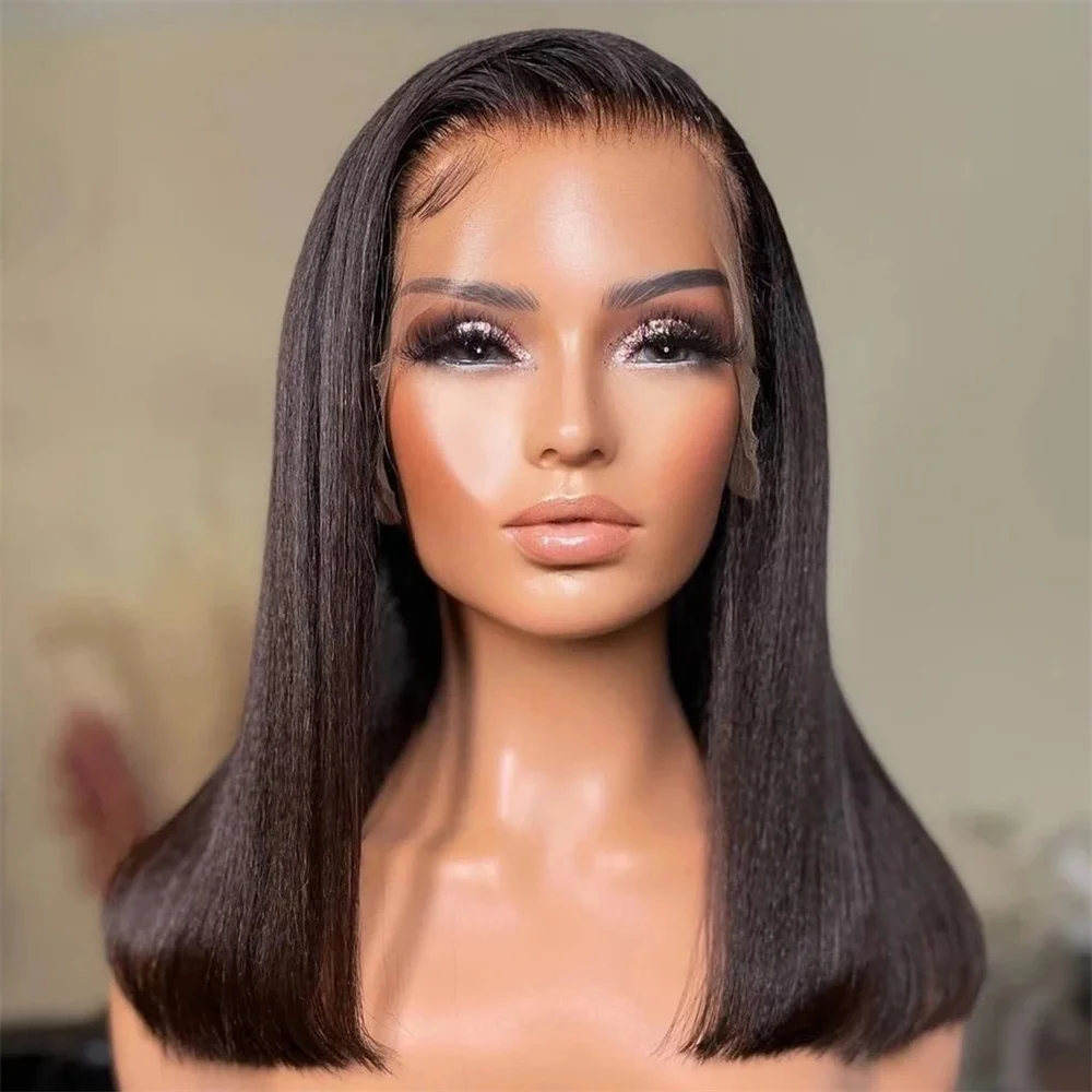 

8-16inch Short Bob Wig Lace Front Human Hair Wigs Brazilian Straight Lace Front Wig Transparent 13x4 HD Lace Frontal Wigs