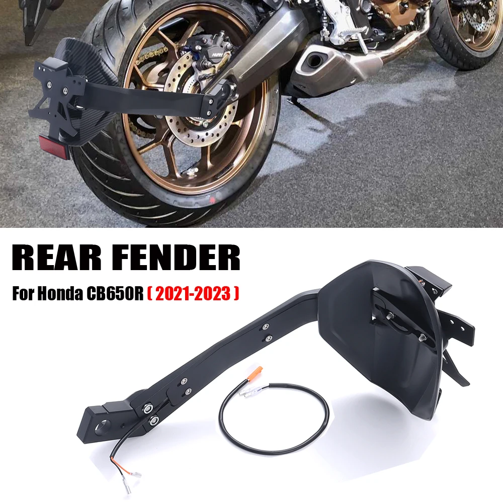 NEW Motorcycle Accessories Rear Wheel Mudguard Fender With License Plate Holder LED Light For Honda CB650R CB 650 R CB 650R