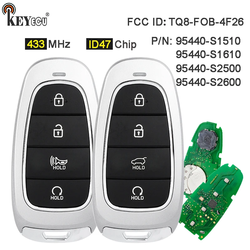 KEYECU 433 МГц ID47 чип 95440-S1510 95440-S1610 95440-S2500 S2600 умный дистанционный брелок без ключа для Hyundai Santa Fe 2021-2024