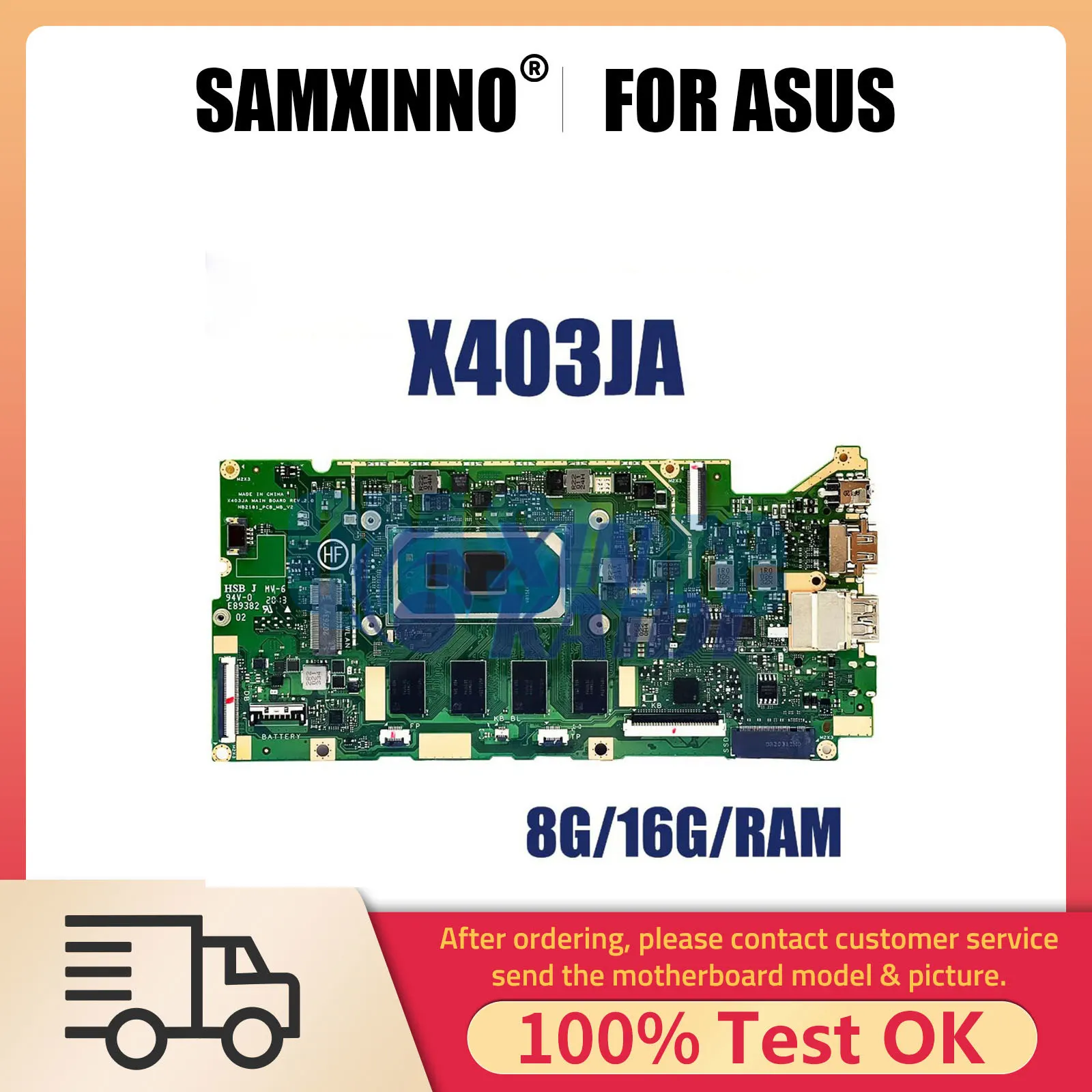 Notebook Mainboard For Asus VivoBook 14 X403JA X403J  S403JA Laptop Motherboard i5 1035G1 i7 1065G7 CPU 8G 16G RAM Systemboard