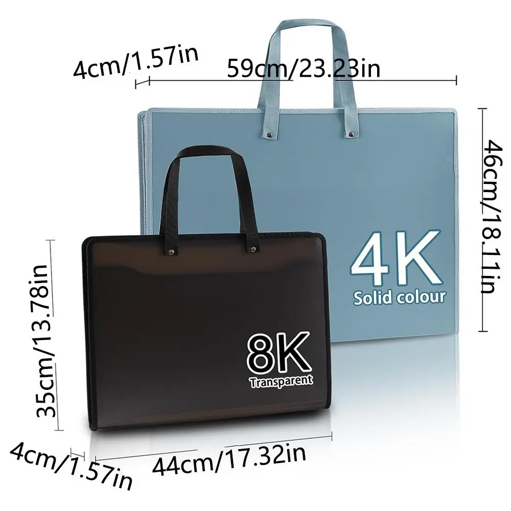 Bolsa de almacenamiento de imágenes impermeable 4K/8K, estuche de archivo de dibujo de plástico transparente/Color sólido, forro duro ligero