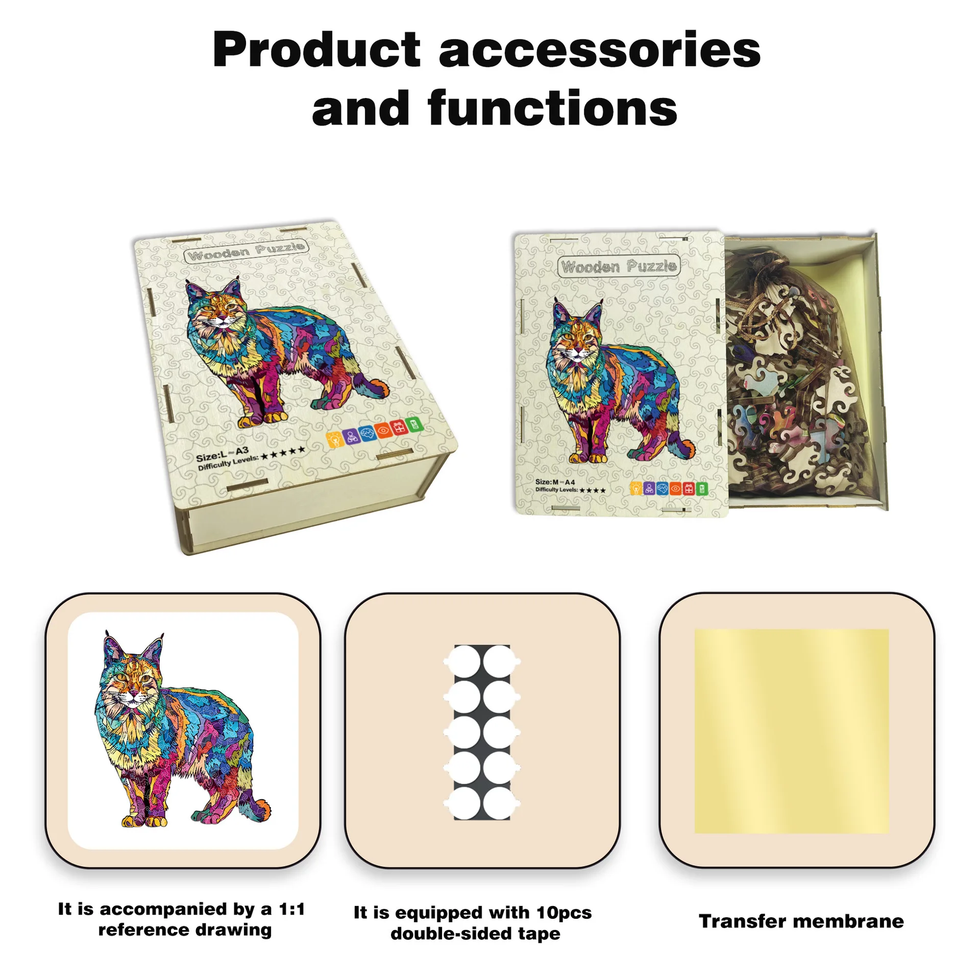 108/160 Stück hölzernes Katzenpuzzle, unregelmäßiges katzenförmiges Puzzle, stressabbauendes Spiel, Geburtstag, Weihnachtsgeschenke, lustiges Lernspielzeug