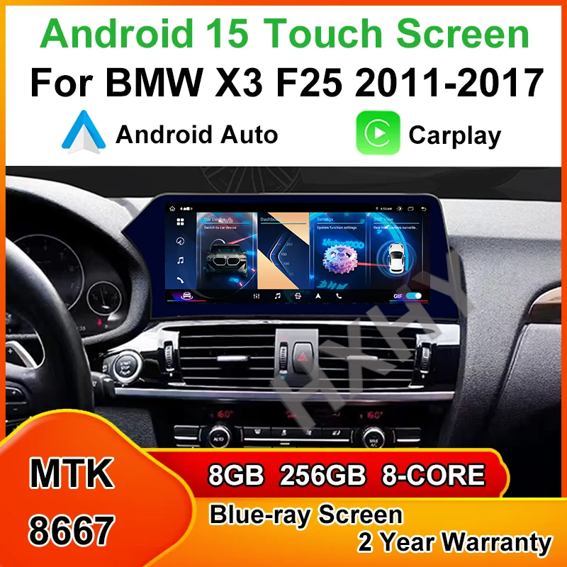 

Android 15 8 + 256G Auto Carplay Автомобильный мультимедийный DVD-плеер для BMW X3 F25 X4 F26 2011-2018 с лезвием экрана Радио Gps-навигация