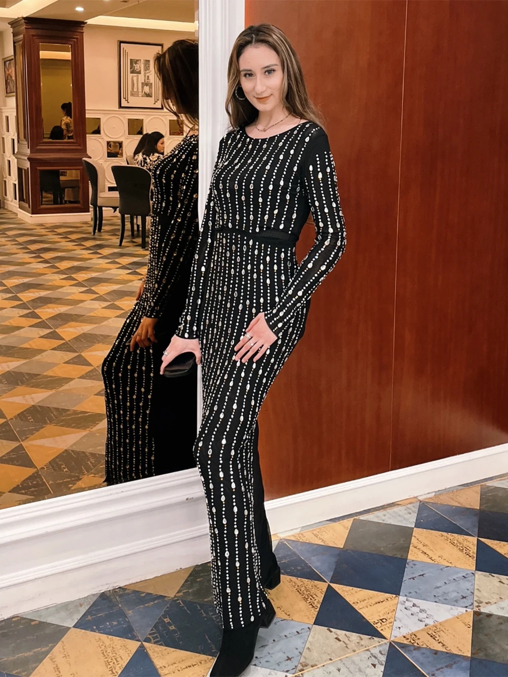 

Autumn New Two-Piece Set With High-End Feel And Diamond Temperament Round Neck Birthday Party Gowns