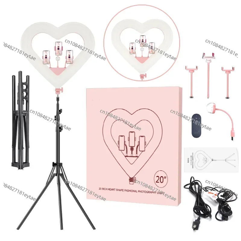 Photography Lighting Heart Shaped Ring Light 3200k-5500k Dimmable Led Selfie Ring Light with Tripod for Live