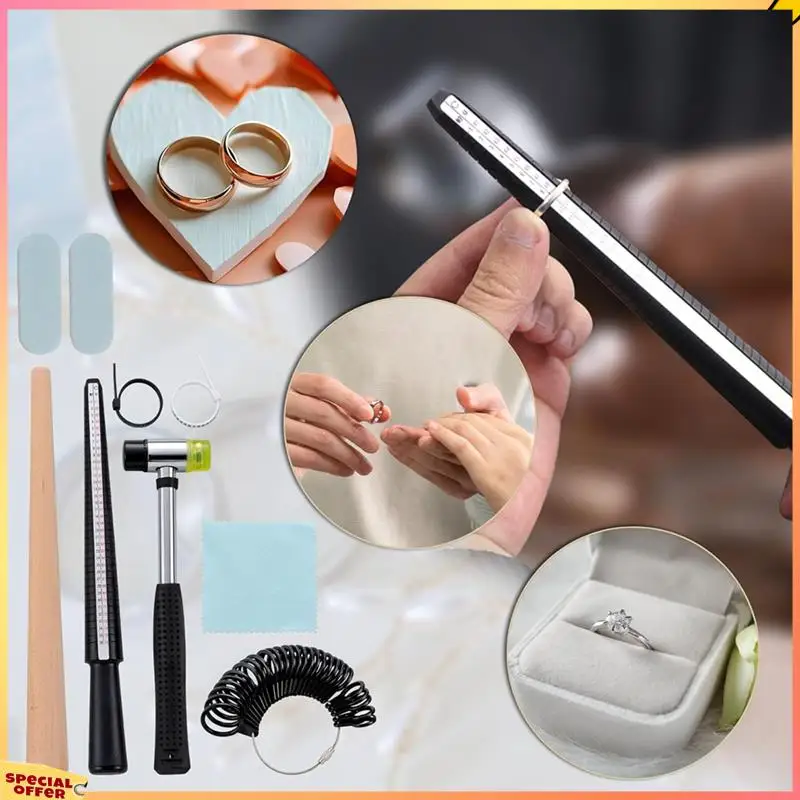 ABFI Adult Jewelry Making Kit Ring Shaping Tool Fixing Bend Ring Metal Sizing Measuring Repair Kit Withjewelry Mallet