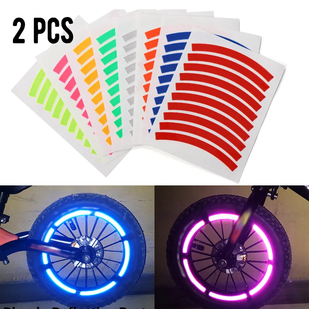 2pack Reflective Tire Sticker Safety Sticker Color Kids Balance Bike Reflective Sticker Wheel Decal Bike Accessories