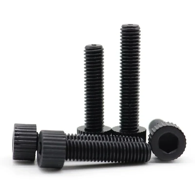 Black Nylon Socket Cap Head Screws M3-M12 / Non-Conductive Plastic Bolts with Knurled Grip for Electrical Applications