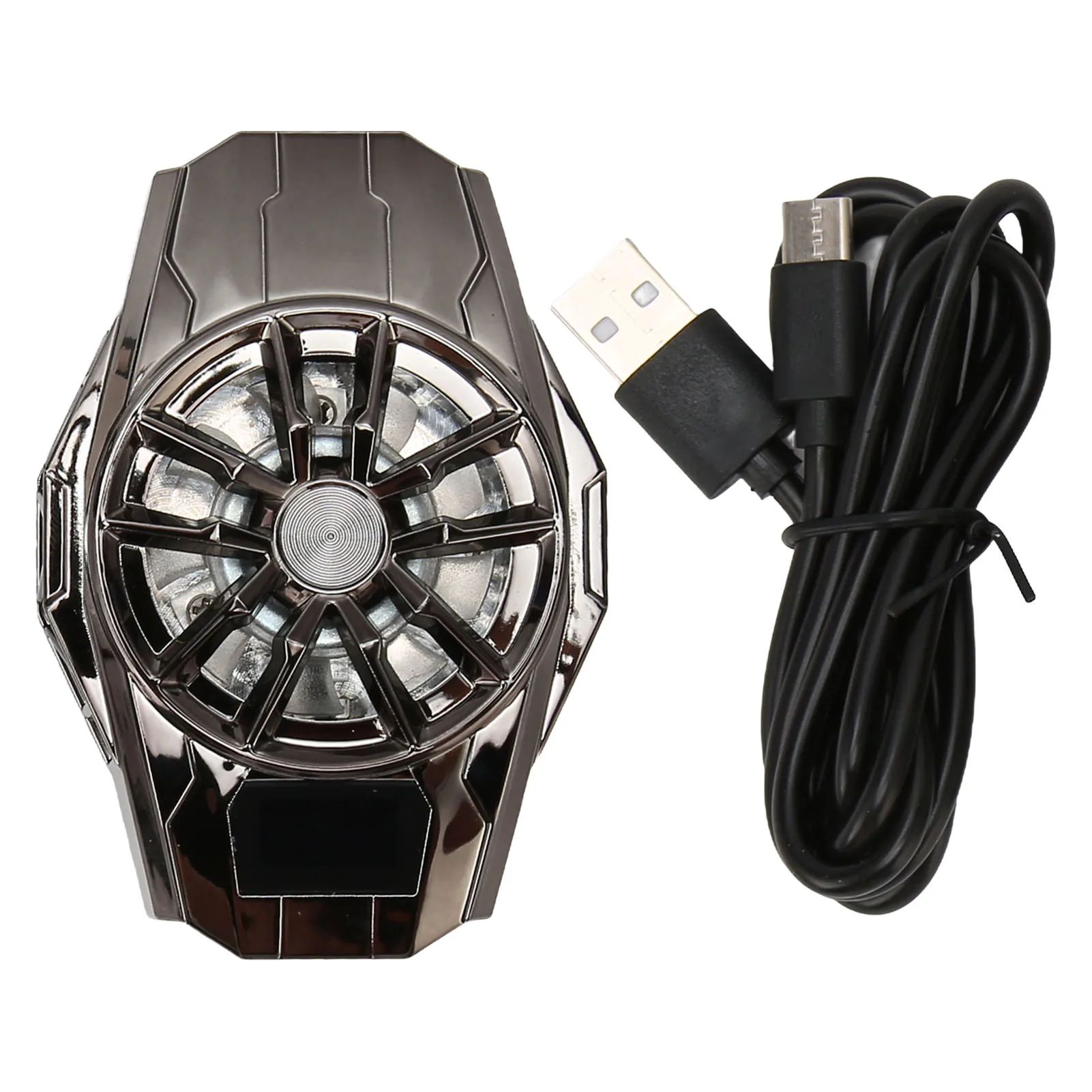 

Phone Cooling Fan Mobile Phone Radiator Dazzling Lighting Digital Display Temperature Electroplated Black for Watching Videos