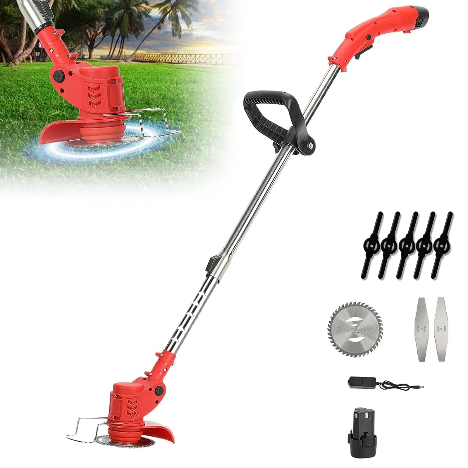 21V Electric Grass Trimmer With Li-ion Battery Lawn Mower Powerful Cutter Weeder 18000RPM Cordless Cutting Machine Garden Tool