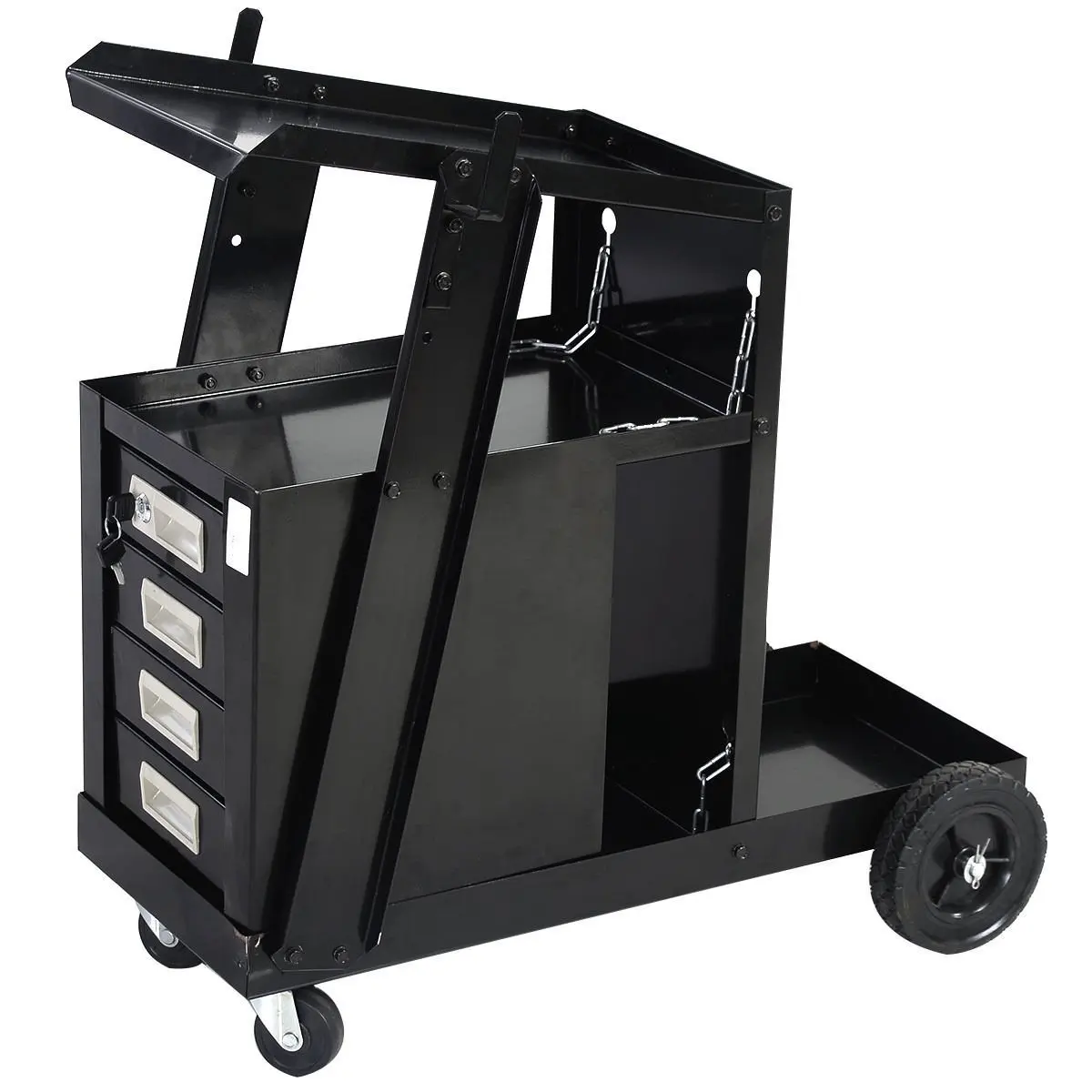 Black Iron 3 The Drawer Welder Rolling Welding with Wheels and Tank Storage for Welder and Plasma Cutter