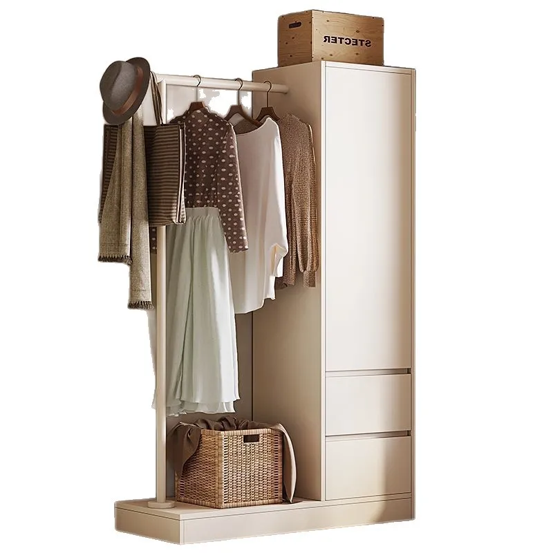 رف معطف حديث لغرفة النوم، خزانة تخزين منزلية متعددة الوظائف على طراز كريمي متكامل #3