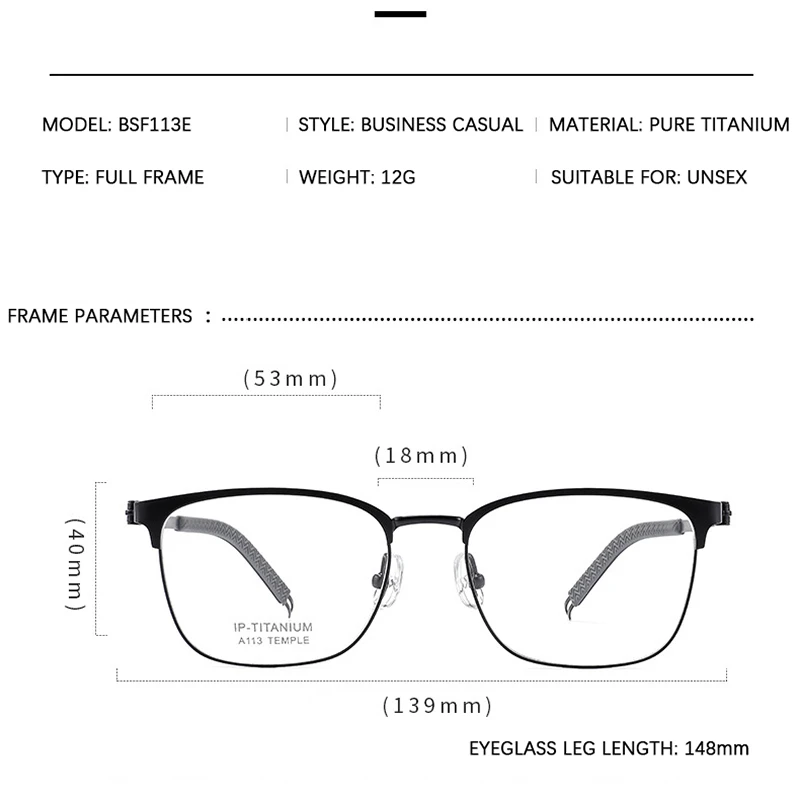 Ultralight Quality Pure Titanium Glasses Frame Screwless Eyewear Men business casual Square Eyeglasses Korean Style Glasses