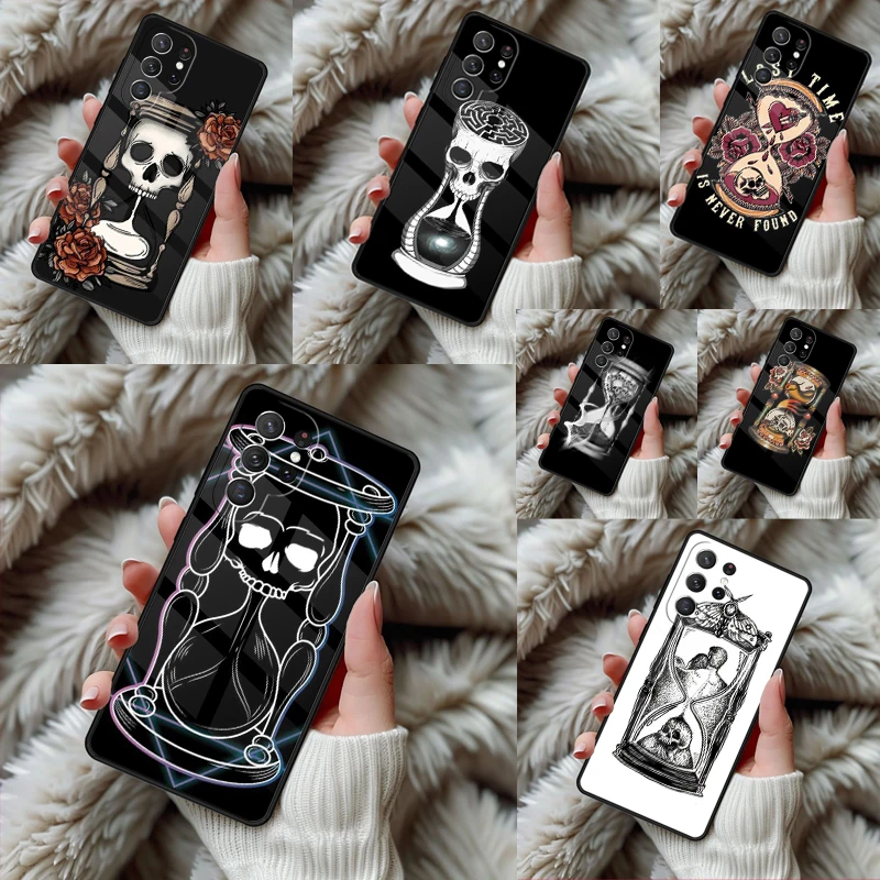 Tattoo Hourglass Skull Phone Case For Samsung Galaxy S24 S25 S26 Ultra S22 S23 Plus S21 S20 FE Note10 TPU Cover