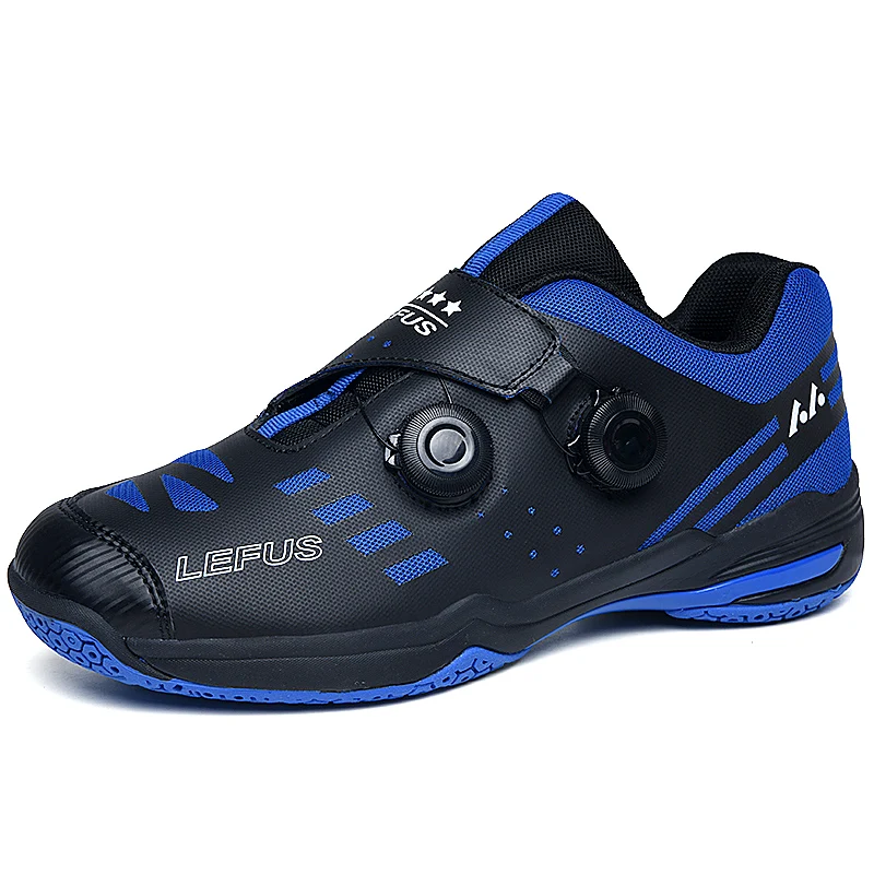 Badminton shoes with rotating buckles for men and women, professional sports shoes with cow tendon soles, breathable and non sli