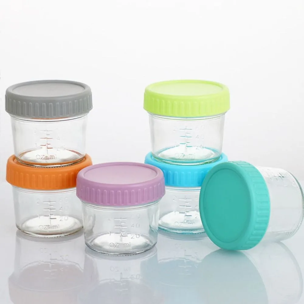 6pcs Glass Baby Food Jar Reusable with Scale Dipping Sauce Cup Leakproof with Lid Salad Dressing Container Jam view 4