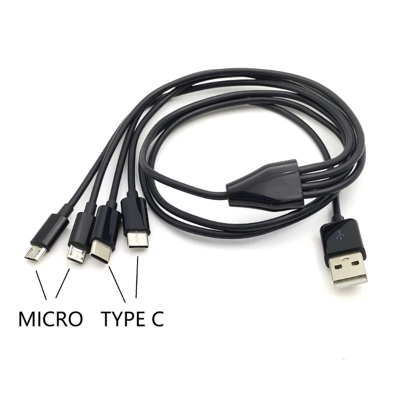 Multi Charging Cable Multiple Cord USB to Type-C/Micro USB Power Cord Portable Power Cord 100cm/39.37in