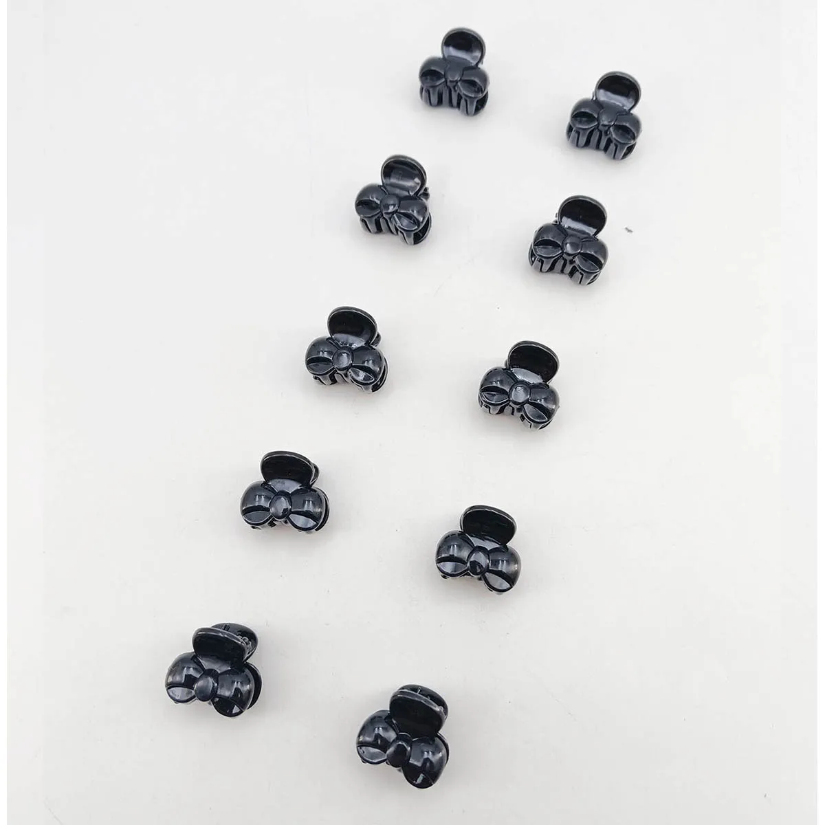 10/20/50/100 PCS Haarklammern für Frauen 2 cm kleiner Bogen Schwarz Braun Transparenter Kunststoff Mini Haarnadel Haarspangen Haarzubehör – Detail 1