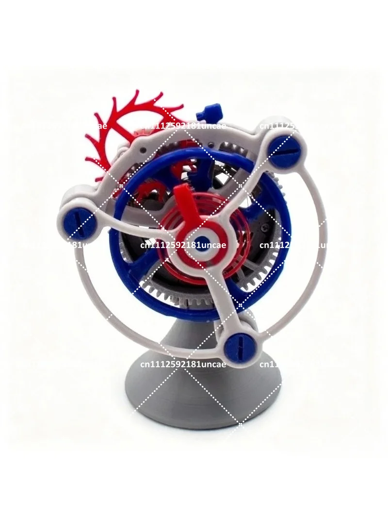 3D Printed Mechanical Gear Model - Hand-Wound Power with Rotating Escapement