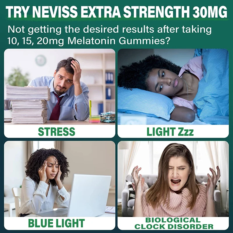 Melatonin Sleep Aid Gummies, Fall Asleep Faster, Sleep Longer, 2 Gummies Per Serving, Non-GMO