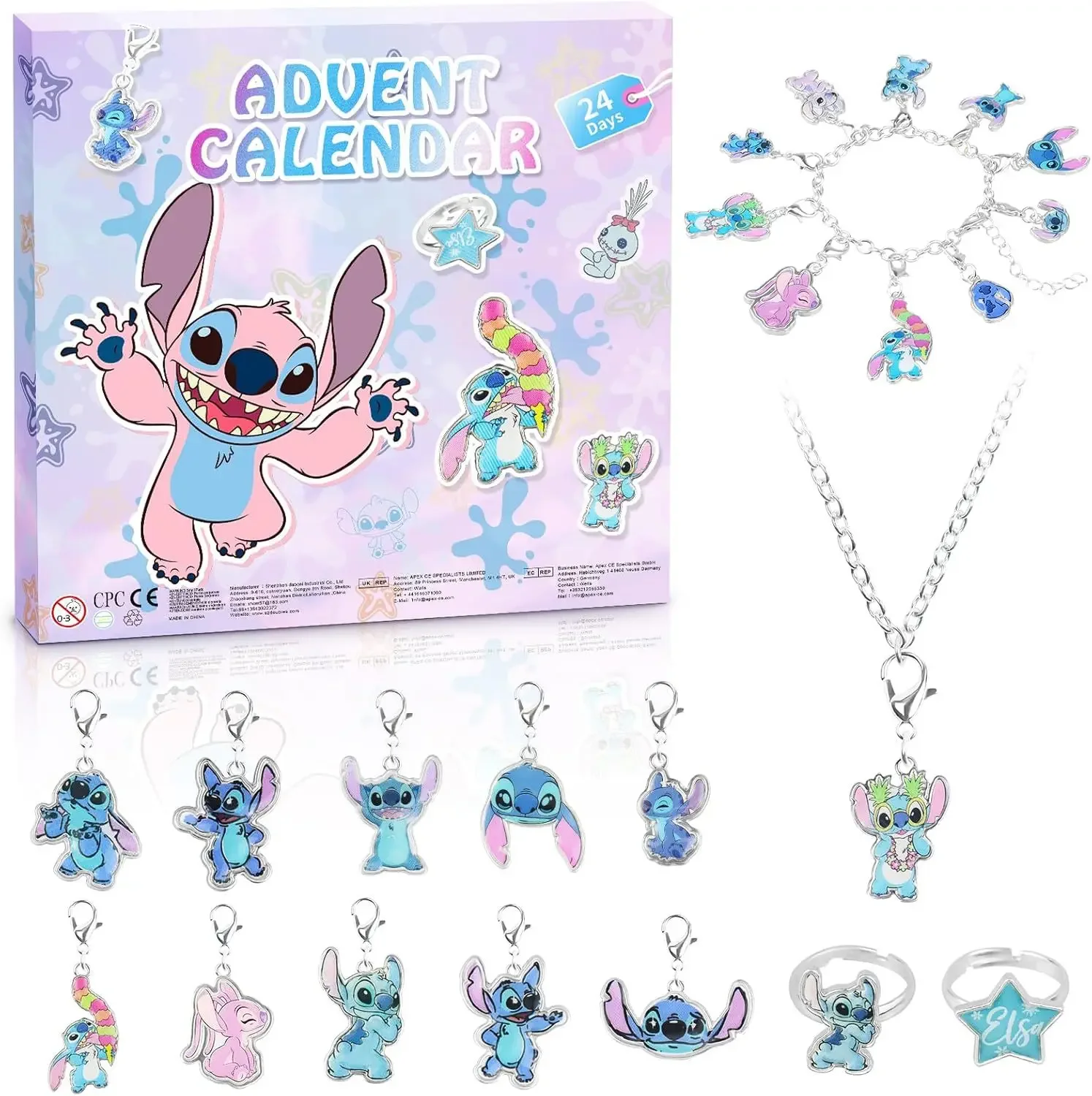 Disney Lilo&Stitch Mickey Christmas Advent Calendar Random Box 24 Days Xmas Countdown Calendar DIY Bracelet Making Kit Gift