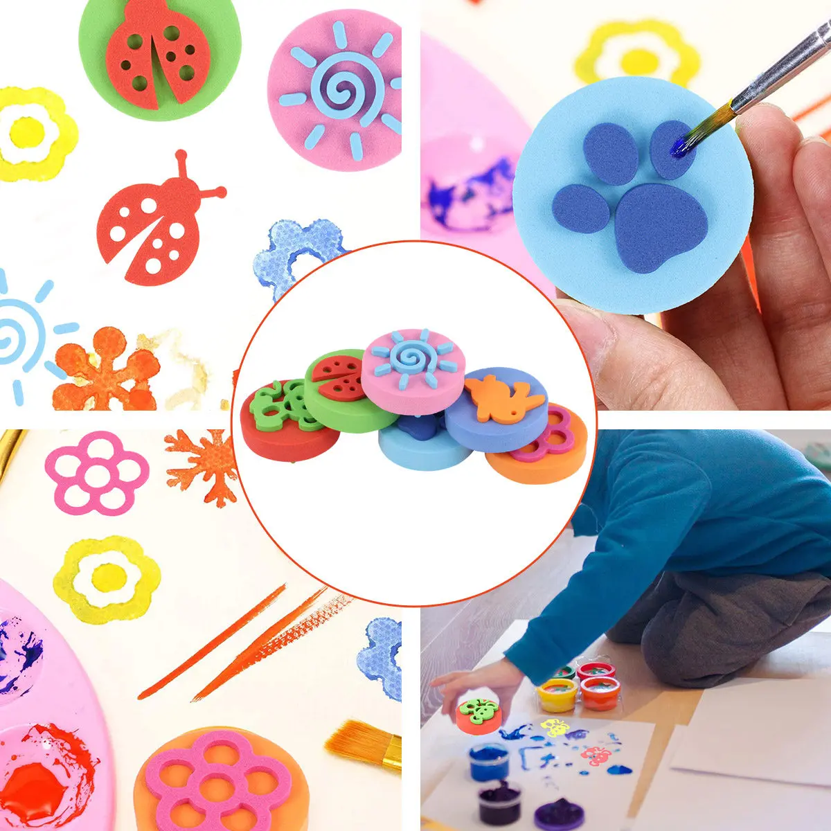 

Набор из 12 штампов для творчества и рисования для детей, малышей, дошкольников и детского сада, с разнообразными формами, безопасный, для поделок и DIY