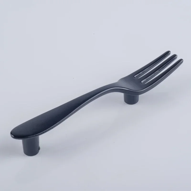 3pcs Black Spoon / Fork / Knife Cabinet Pulls Handles Cupboard Wardrobe Kitchen Cabinet Handles Creative Furniture Hardware