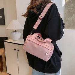 Fashion Solid Color Canvas Crossbody Bag Multi-Purpose Zipper Nylon Shoulder Bag Lightweight Handbag Small Square Bag Outdoor