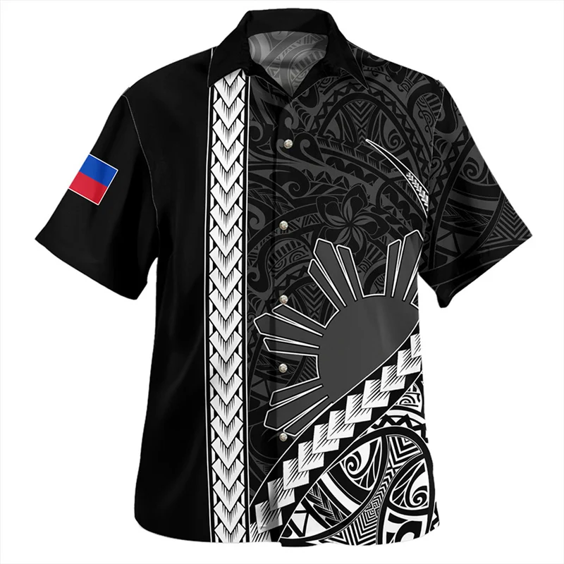 

New Summer Vintage 3D Polynesian Islands Printed Shirts Polynesian Coat Of Arm Graphic Short Shirts Men Fashion Cool Clothes Top