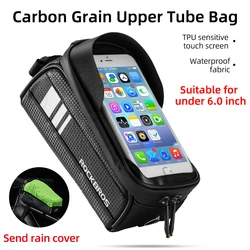 ROCKBROS Bicycle Frame Bags Waterproof Cycling Touch Screen Top Tube Bags Bike Handlebar Front Phone Case Holder Bags 6.5 Inch