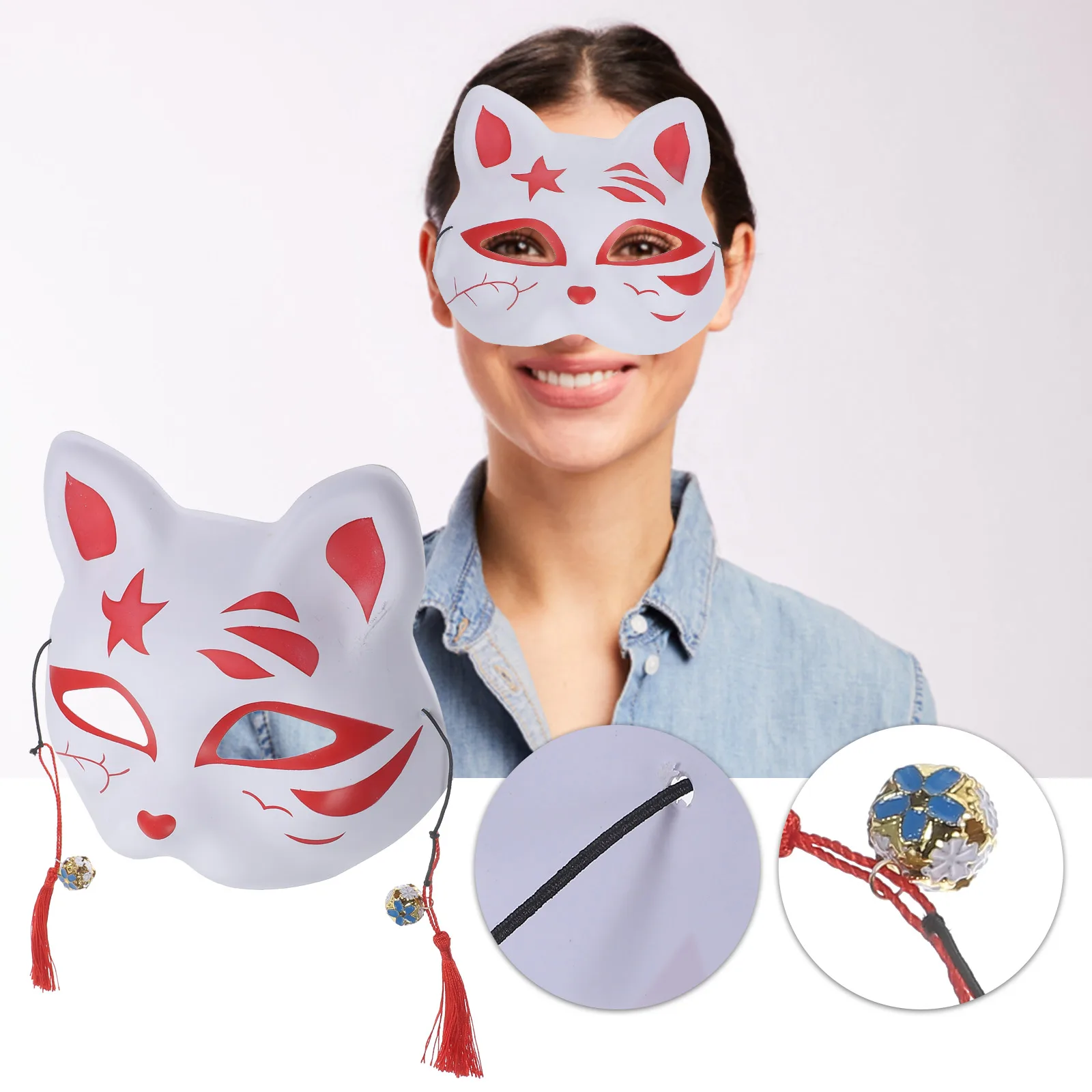 Hefeng Cat Mask Cosplay Animation Japanese-style Tassel Party Suitable Size