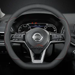 Suede Leather Car Steering Wheel Cover for Nissan Qashqai X-Trail Patrol NP300 Frontier Sentra Kicks Versa Auto Accessories