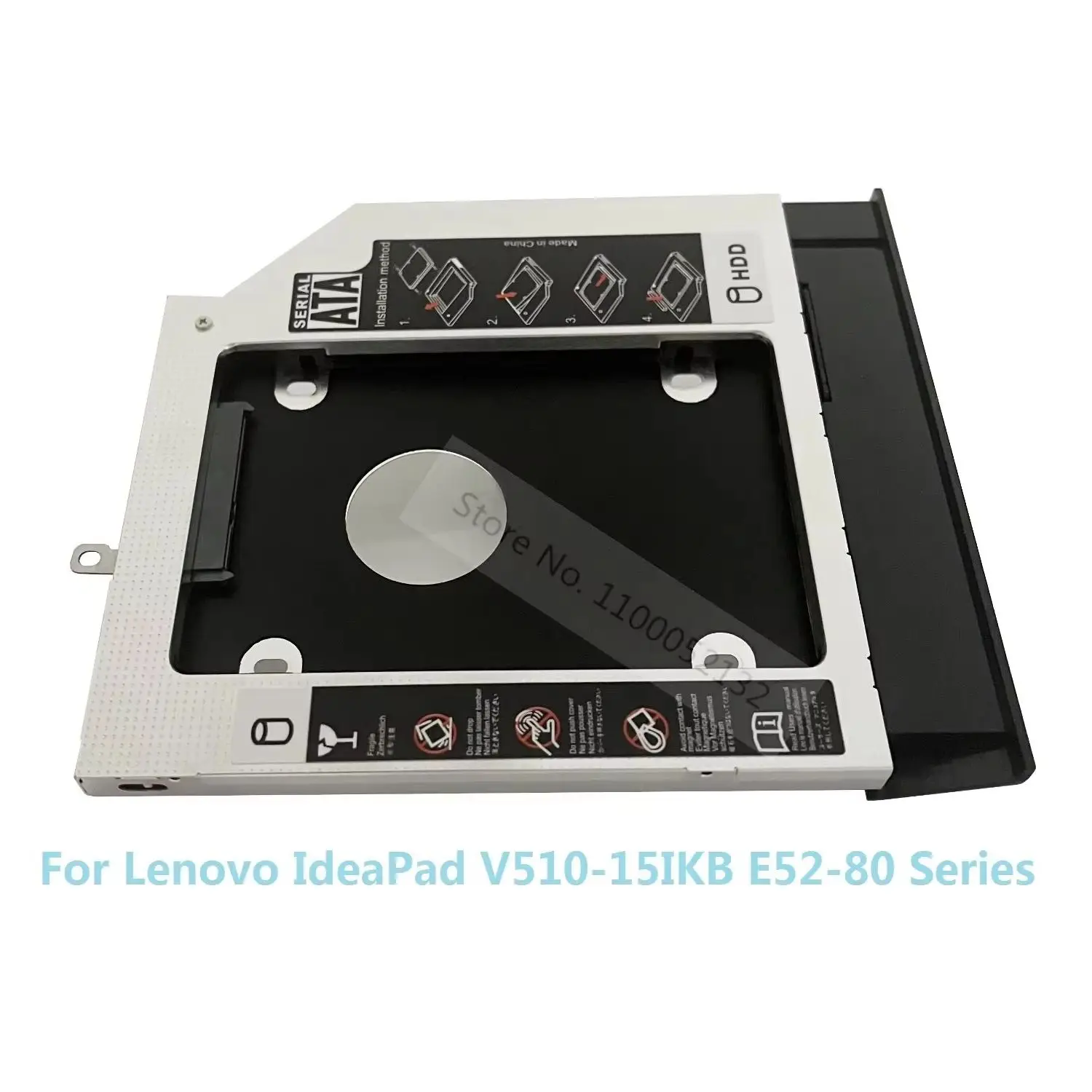 with Bezel Front Panel 9.5mm 2nd 2.5 SSD HDD Hard Drive Optical Bay Caddy Frame Bracket for Lenovo IdeaPad V510-15IKB E52-80