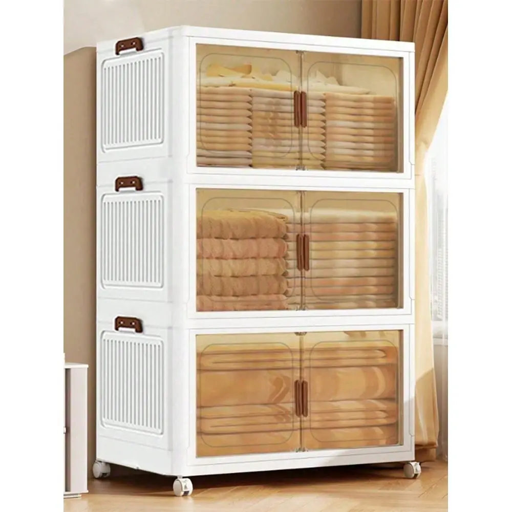 

3 4 5 Layers Extended And Narrow Storage Cabinet With Transparent Door, Plastic Foldable Storage Box Suitable For Small Spaces,
