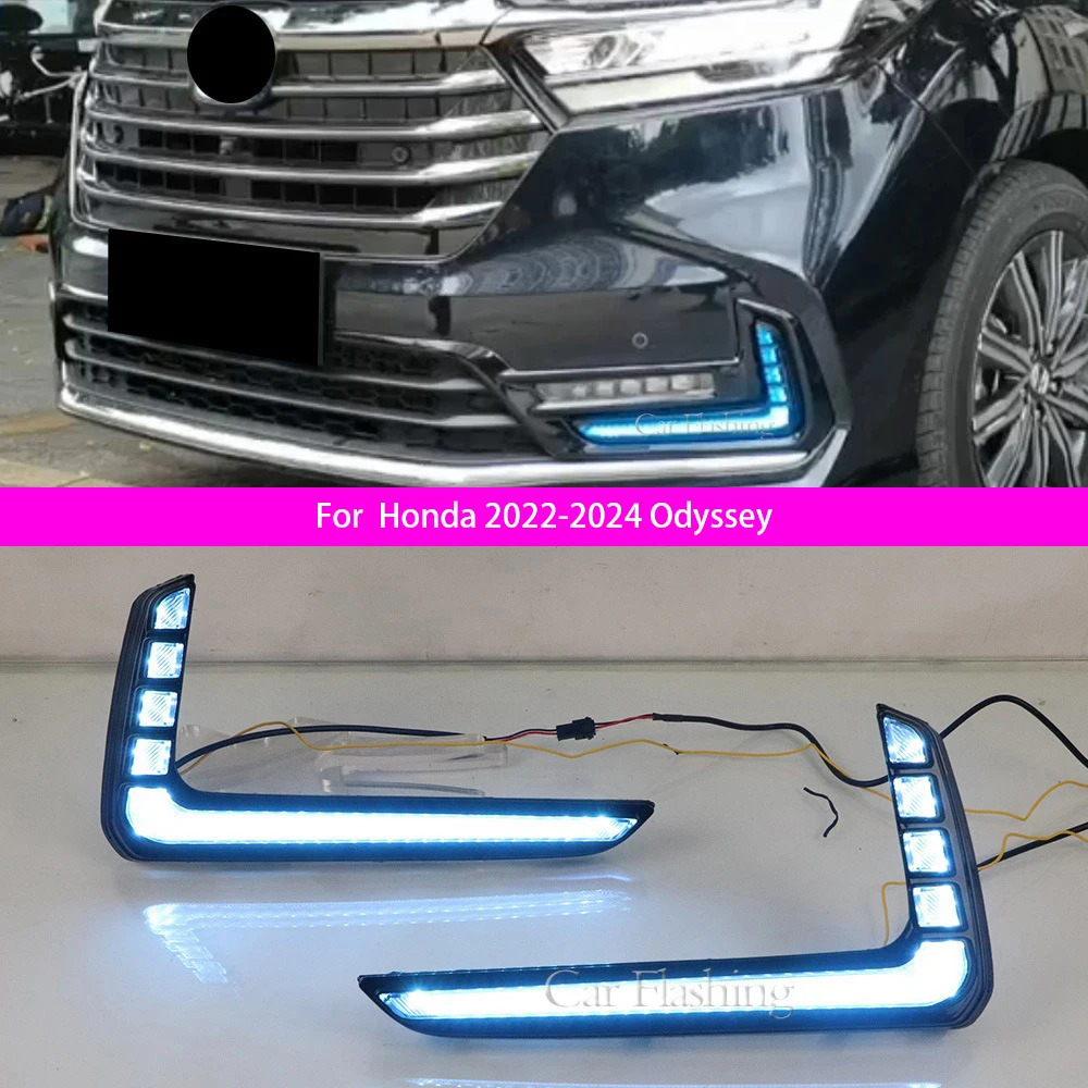 

For Honda 2022-2024 Odyssey daytime running lights modified with LED flow turn signals and daytime fog lights
