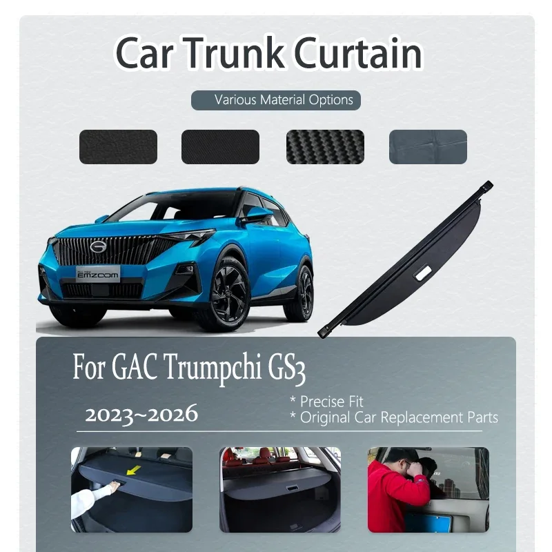 Car Trunk Curtain Covers For Trumpchi GS3 II GAC GS3 Emzoom 2023~2026 Retractable Trunk Rack Partition Shelters Auto Accessories