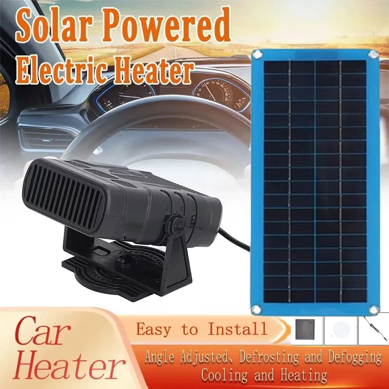 2in1 Electric Heater Powered Solar Panel Sunlight 12V 20W 30W Winter Drying and Heating Protable Outdoor Camping Car Pets Warmer