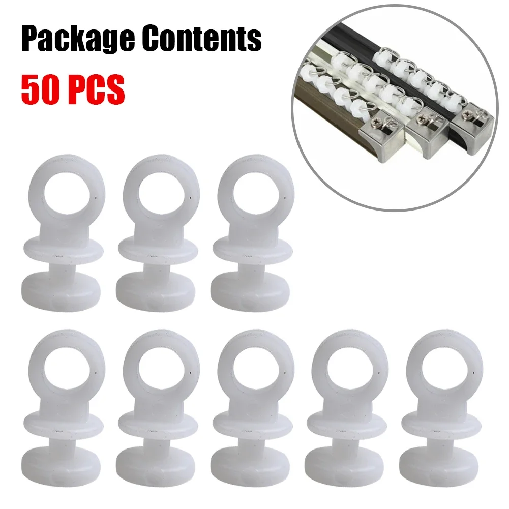 

50Pcs Curtain Track Gliders Runners For Camper Van Motorhome Caravan Boat Plastic Curtain Track Hooks Slider RV Interior Parts