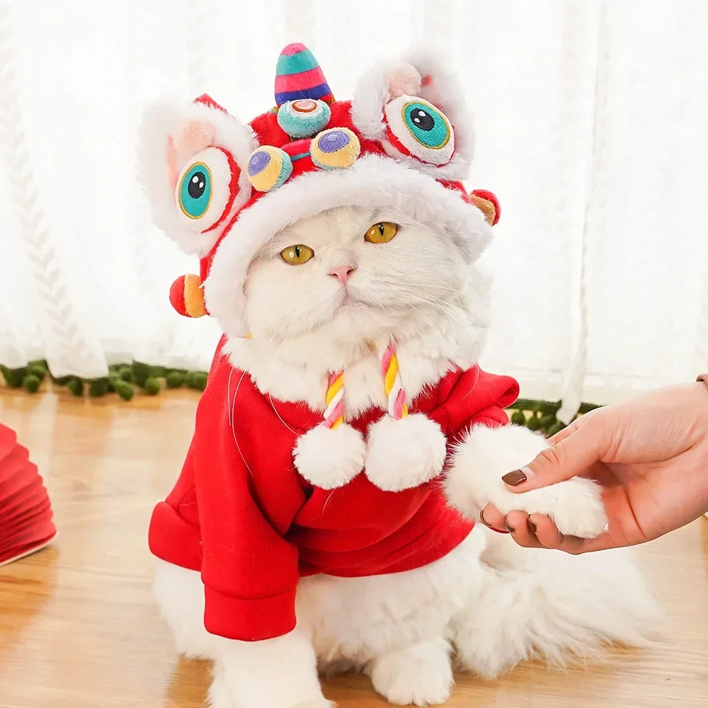 Dog Cat Hat Pet Costume Hat Warm Dance Lion Pet Party Headwear Dog Cosplay Hat 2025 Chinese New Year Cat Dog Hat Kitten Puppy