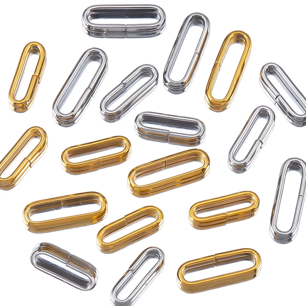 10pcs Stainless Steel Long Oval Pendant Connecting Ring Clasps for DIY Necklace Pendant Jewelry Making Connection Materials