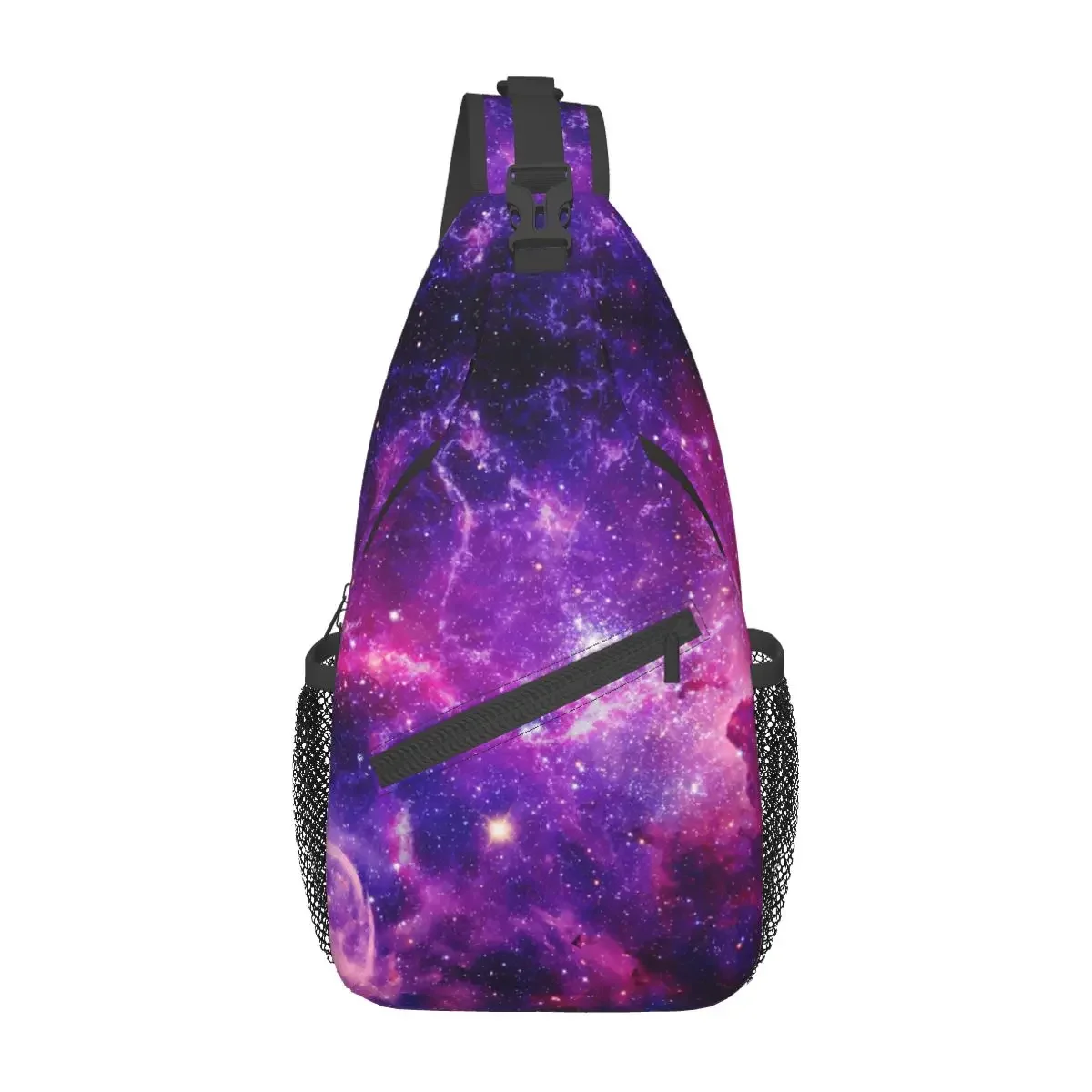 Galaxy Nebula Crossbody Sling Bag Chest Bag Space Wall Art Stars Shoulder Backpack Daypack for Travel Hiking Cycling