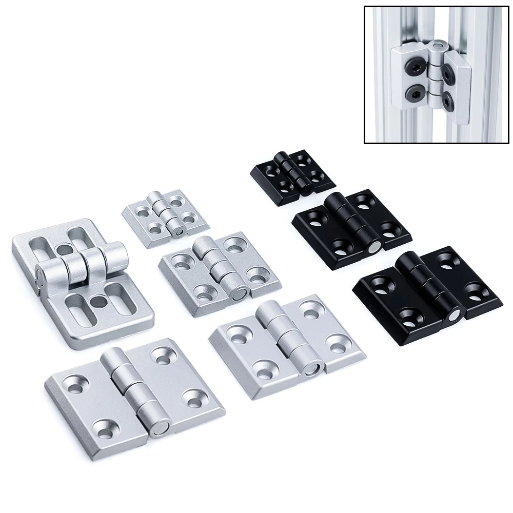 

2020 3030 4040 4545 Zinc Alloy Hinge for Aluminum Profile Extrusion Door Hinge Connector Black Or Sliver Color Connecting Hinge